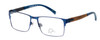 Profile View of Ducks Unlimited Station Designer Progressive Lens Blue Light Blocking Eyeglasses in Cobalt Blue Mens Rectangle Full Rim Metal 55 mm