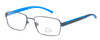 Profile View of Ducks Unlimited Skybuster Designer Progressive Lens Blue Light Blocking Eyeglasses in Blue Mens Rectangle Full Rim Metal 54 mm
