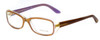 Profile View of Tom Ford  Designer Reading Eye Glasses with Custom Cut Powered Lenses in Pink Brown Ladies Rectangle Full Rim Acetate 56 mm