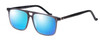 Profile View of Santini Mavaldi  Designer Polarized Sunglasses with Custom Cut Blue Mirror Lenses in Crystal Grey Black Unisex Classic Full Rim Acetate 54 mm