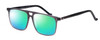 Profile View of Santini Mavaldi  Designer Polarized Reading Sunglasses with Custom Cut Powered Green Mirror Lenses in Crystal Grey Black Unisex Classic Full Rim Acetate 54 mm