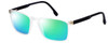 Profile View of Santini Mavaldi  Designer Polarized Reading Sunglasses with Custom Cut Powered Green Mirror Lenses in Matte Crystal Black Unisex Classic Full Rim Acetate 54 mm