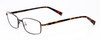 Profile View of John Varvatos V150-GOL Designer Progressive Lens Blue Light Blocking Eyeglasses in Antique Gold Unisex Rectangle Full Rim Metal 56 mm