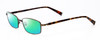 Profile View of John Varvatos V150-GOL Designer Polarized Reading Sunglasses with Custom Cut Powered Green Mirror Lenses in Antique Gold Unisex Rectangle Full Rim Metal 56 mm