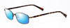 Profile View of John Varvatos V150-GOL Designer Polarized Reading Sunglasses with Custom Cut Powered Blue Mirror Lenses in Antique Gold Unisex Rectangle Full Rim Metal 56 mm