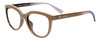 Profile View of Coach  Designer Progressive Lens Blue Light Blocking Eyeglasses in Taupe Tan Brown Ladies Cateye Full Rim Acetate 56 mm