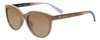 Profile View of Coach  Designer Polarized Sunglasses with Custom Cut Amber Brown Lenses in Taupe Tan Brown Ladies Cateye Full Rim Acetate 56 mm