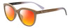 Profile View of Coach  Designer Polarized Sunglasses with Custom Cut Red Mirror Lenses in Taupe Tan Brown Ladies Cateye Full Rim Acetate 56 mm