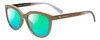 Profile View of Coach  Designer Polarized Reading Sunglasses with Custom Cut Powered Green Mirror Lenses in Taupe Tan Brown Ladies Cateye Full Rim Acetate 56 mm