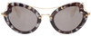 Front View of Miu MU 11RS-UAH-6X1 Ladies Cateye Sunglasses in Brown Gold White/Smoke Grey 52mm