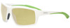 Profile View of Smith Optics HOOKSHOT Designer Polarized Reading Sunglasses with Custom Cut Powered Sun Flower Yellow Lenses in Matte White Mens Classic Full Rim Acetate 62 mm