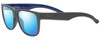 Profile View of Smith Optics LOWDOWN 2 Designer Polarized Sunglasses with Custom Cut Blue Mirror Lenses in Matte Grey Blue Unisex Square Full Rim Acetate 55 mm