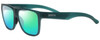 Profile View of Smith Optics LOWDOWN XL 2 Designer Polarized Reading Sunglasses with Custom Cut Powered Green Mirror Lenses in Matte Green Unisex Square Full Rim Acetate 60 mm