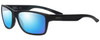 Profile View of Smith Optics WOLCOTT Designer Polarized Sunglasses with Custom Cut Blue Mirror Lenses in Matte Black Unisex Square Full Rim Acetate 58 mm