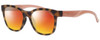 Profile View of Smith Optics CAPER Designer Polarized Sunglasses with Custom Cut Red Mirror Lenses in Matte Honey Tortoise Havana Ladies Cateye Full Rim Acetate 53 mm