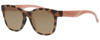 Profile View of Smith Optics CAPER Designer Polarized Sunglasses with Custom Cut Amber Brown Lenses in Matte Honey Tortoise Havana Ladies Cateye Full Rim Acetate 53 mm