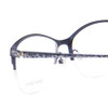 Close Up View of Vera Bradley Deirdre Designer Single Vision Prescription Rx Eyeglasses in Bramble Black Navy Blue Ladies Cateye Semi-Rimless Metal 55 mm