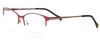 Profile View of Vera Bradley Deirdre Designer Reading Eye Glasses with Custom Cut Powered Lenses in Stitched Flowers Red Ladies Cateye Semi-Rimless Metal 55 mm