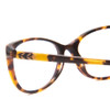 Close Up View of Vera Bradley Liliana Designer Progressive Lens Prescription Rx Eyeglasses in Katalina Blues Tortoise Havana Honey Ladies Cateye Full Rim Acetate 54 mm