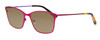 Profile View of Vera Bradley Lucy Designer Polarized Sunglasses with Custom Cut Amber Brown Lenses in Pop Art Pink Purple Ladies Cateye Full Rim Metal 54 mm