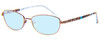 Profile View of Vera Bradley Maya Designer Progressive Lens Blue Light Blocking Eyeglasses in Java Crystals Floral Blue Brown Ladies Oval Full Rim Titanium 56 mm