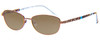 Profile View of Vera Bradley Maya Designer Polarized Sunglasses with Custom Cut Amber Brown Lenses in Java Crystals Floral Blue Brown Ladies Oval Full Rim Titanium 56 mm