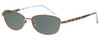 Profile View of Vera Bradley Maya Designer Polarized Sunglasses with Custom Cut Smoke Grey Lenses in Java Crystals Floral Blue Brown Ladies Oval Full Rim Titanium 56 mm