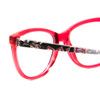 Close Up View of Vera Bradley Molly Designer Single Vision Prescription Rx Eyeglasses in Alpine Floral Crystal Red Purple Pink Ladies Cateye Full Rim Acetate 54 mm