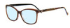 Profile View of Vera Bradley Tamlyn Designer Progressive Lens Blue Light Blocking Eyeglasses in Desert Floral Crystal Brown Blue Red Ladies Cateye Full Rim Acetate 54 mm
