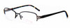 Profile View of Vera Bradley Vanessa Designer Reading Eye Glasses with Custom Cut Powered Lenses in Ribbons Satin Blue Pewter Black Ladies Oval Semi-Rimless Metal 54 mm