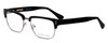 Profile View of Ernest Hemingway H4836-MBK Designer Reading Eye Glasses with Custom Cut Powered Lenses in Matte Black Gun Metal Silver Unisex Classic Full Rim Metal 53 mm