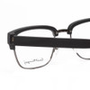 Close Up View of Ernest Hemingway H4836-MBK Designer Reading Eye Glasses with Custom Cut Powered Lenses in Matte Black Gun Metal Silver Unisex Classic Full Rim Metal 53 mm