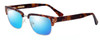Profile View of Ernest Hemingway H4836-MTO Designer Polarized Sunglasses with Custom Cut Blue Mirror Lenses in Matte Tortoise Havana Gold Unisex Classic Full Rim Metal 53 mm