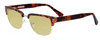 Profile View of Ernest Hemingway H4836-MTO Designer Polarized Reading Sunglasses with Custom Cut Powered Sun Flower Yellow Lenses in Matte Tortoise Havana Gold Unisex Classic Full Rim Metal 53 mm