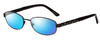 Profile View of Joan Collins JC9775-BRM Designer Polarized Sunglasses with Custom Cut Blue Mirror Lenses in Brown Marble Ladies Rectangle Full Rim Stainless Steel 52 mm