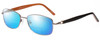 Profile View of Joan Collins JC9796-BRN Designer Polarized Reading Sunglasses with Custom Cut Powered Blue Mirror Lenses in Brown Crystals Ladies Square Full Rim Stainless Steel 57 mm
