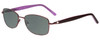 Profile View of Joan Collins JC9796-BUR Designer Polarized Reading Sunglasses with Custom Cut Powered Smoke Grey Lenses in Burgundy Red Lilac Purple Crystals Ladies Square Full Rim Stainless Steel 57 mm