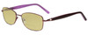 Profile View of Joan Collins JC9796-BUR Designer Polarized Reading Sunglasses with Custom Cut Powered Sun Flower Yellow Lenses in Burgundy Red Lilac Purple Crystals Ladies Square Full Rim Stainless Steel 57 mm