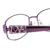 Close Up View of Joan Collins JC9798-PUR Designer Bi-Focal Prescription Rx Eyeglasses in Purple Crystals Ladies Square Full Rim Stainless Steel 54 mm