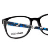 Close Up View of Marie Claire MC6203-BLK Designer Bi-Focal Prescription Rx Eyeglasses in Black Marble Crystal Blue Ladies Classic Full Rim Acetate 51 mm
