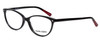 Profile View of Marie Claire MC6205-BLK Designer Reading Eye Glasses with Custom Cut Powered Lenses in Black Red Ladies Cateye Full Rim Acetate 54 mm