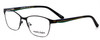Profile View of Marie Claire MC6208-BLK Designer Blue Light Blocking Eyeglasses in Black Green Ladies Cateye Full Rim Stainless Steel 52 mm