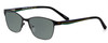 Profile View of Marie Claire MC6208-BLK Designer Polarized Sunglasses with Custom Cut Smoke Grey Lenses in Black Green Ladies Cateye Full Rim Stainless Steel 52 mm