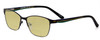 Profile View of Marie Claire MC6208-BLK Designer Polarized Reading Sunglasses with Custom Cut Powered Sun Flower Yellow Lenses in Black Green Ladies Cateye Full Rim Stainless Steel 52 mm