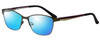 Profile View of Marie Claire MC6208-FOR Designer Polarized Sunglasses with Custom Cut Blue Mirror Lenses in Forest Green Brown Ladies Cateye Full Rim Stainless Steel 52 mm