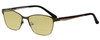 Profile View of Marie Claire MC6208-FOR Designer Polarized Reading Sunglasses with Custom Cut Powered Sun Flower Yellow Lenses in Forest Green Brown Ladies Cateye Full Rim Stainless Steel 52 mm
