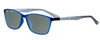 Profile View of Marie Claire MC6210-BLU Designer Polarized Sunglasses with Custom Cut Smoke Grey Lenses in Matte Crystal Blue Grey Ladies Classic Full Rim Acetate 55 mm