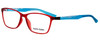 Profile View of Marie Claire MC6210-RBL Designer Progressive Lens Blue Light Blocking Eyeglasses in Matte Crystal Red Blue Ladies Classic Full Rim Acetate 55 mm
