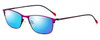 Profile View of Marie Claire MC6213-FUS Designer Polarized Sunglasses with Custom Cut Blue Mirror Lenses in Fuchsia Hot Pink Purple Ladies Cateye Full Rim Stainless Steel 52 mm
