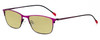 Profile View of Marie Claire MC6213-FUS Designer Polarized Reading Sunglasses with Custom Cut Powered Sun Flower Yellow Lenses in Fuchsia Hot Pink Purple Ladies Cateye Full Rim Stainless Steel 52 mm